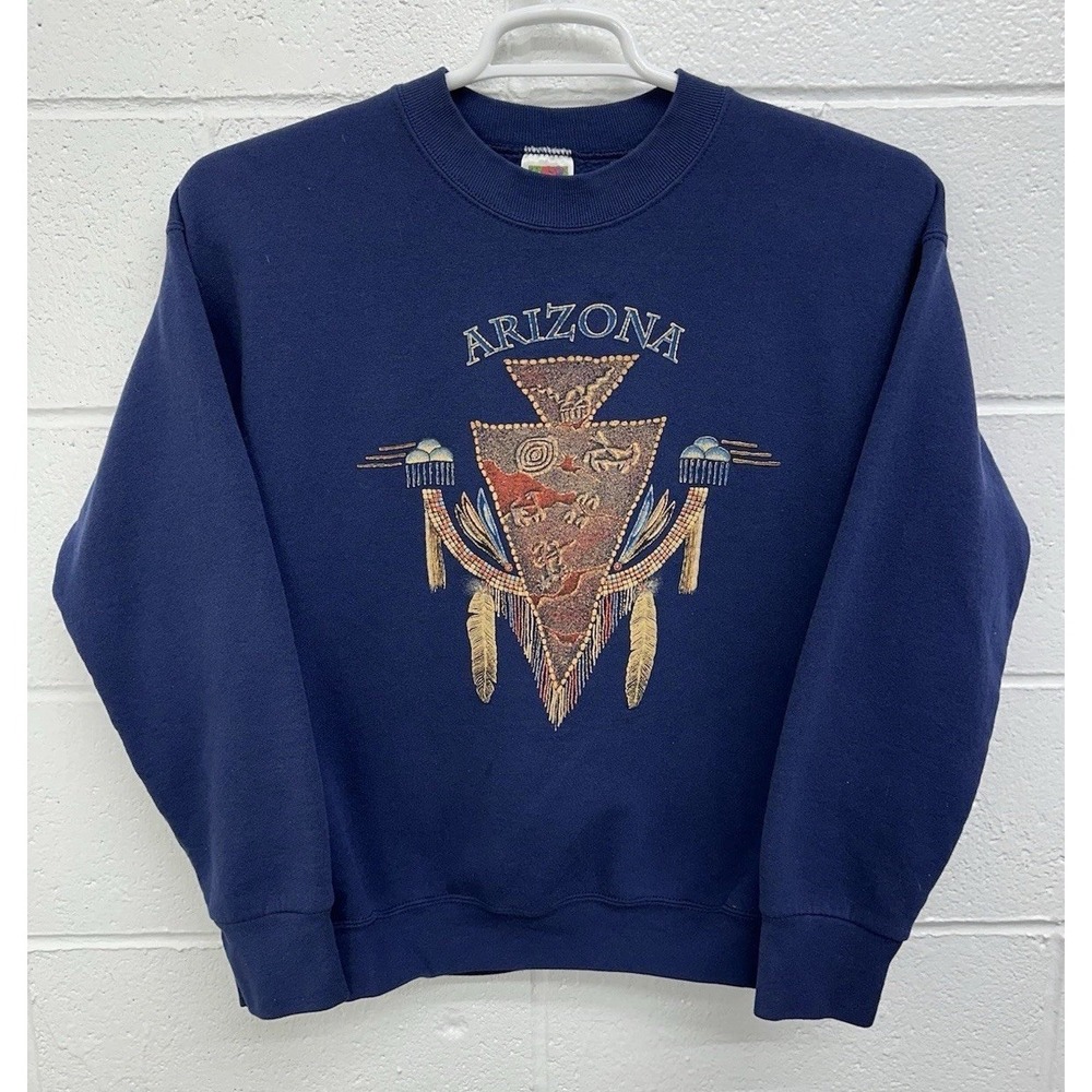 VTG Arizona Graphic Sweatshirt Fruit of the‎ Loom BEST USA 90s M Navy Crewneck